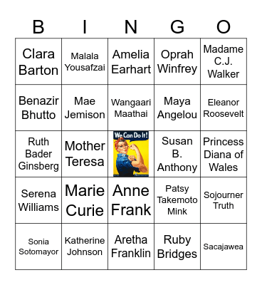 Women's History Month Bingo Card