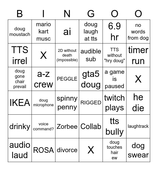 Blind Bingo Card
