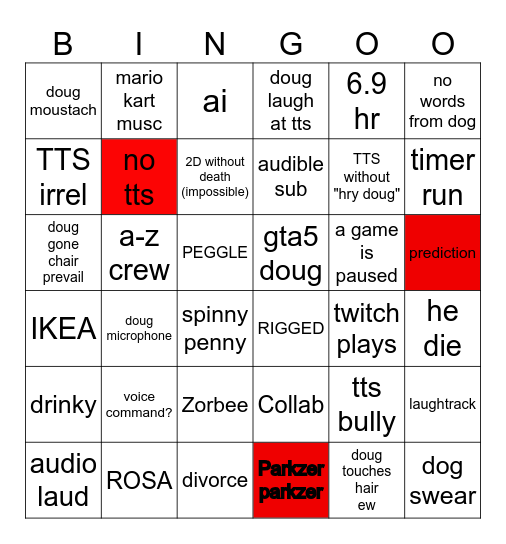 Blind Bingo Card