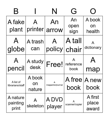 Library/Learning Resources Center Bingo Card