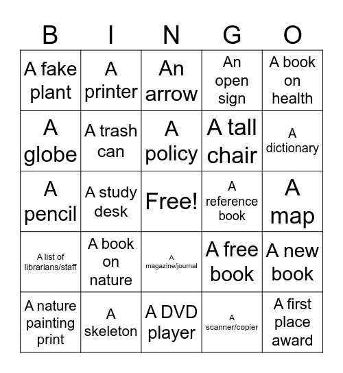 Library/Learning Resources Center Bingo Card