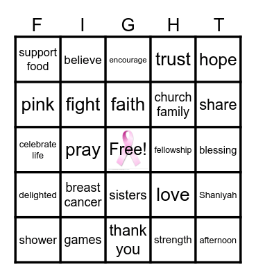 Pretty In Pink Bingo Card