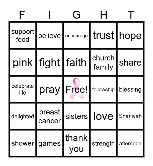 Pretty In Pink Bingo Card
