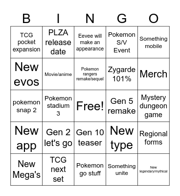 pokemon day 2025 Bingo Card