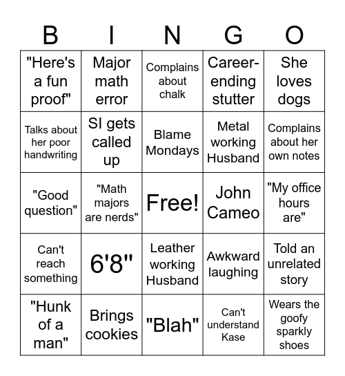 Ellie Bingo Card