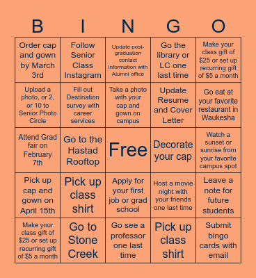 Senior Bingo Card