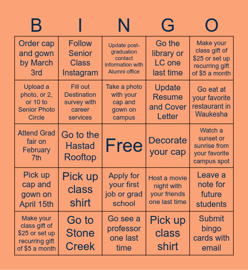 Senior Bingo Card