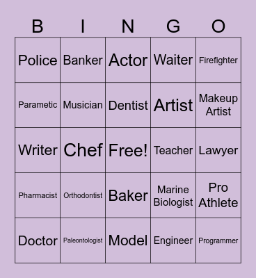 Career Bingo Card