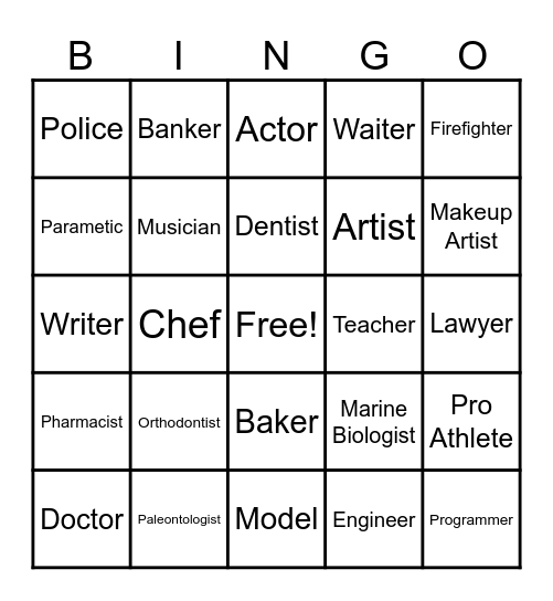 Career Bingo Card