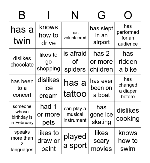 FIND SOMEONE WHO... Bingo Card
