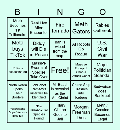 2025 "There Ain't No Way" Bingo Card Bingo Card