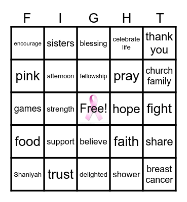 Pretty In Pink Bingo Card