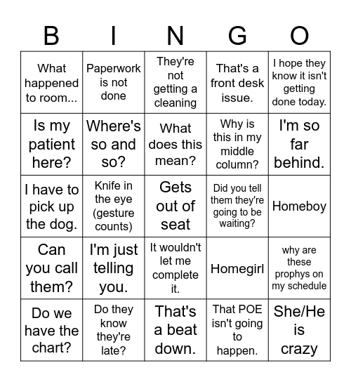 Maryism's Bingo Card
