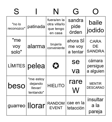 EL BINGO DE LAS TENTACIONES Bingo Card