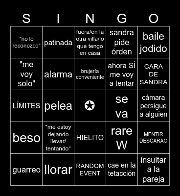 EL BINGO DE LAS TENTACIONES Bingo Card