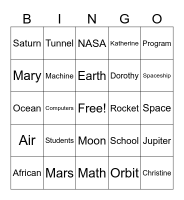 Hidden Figures Bingo Card