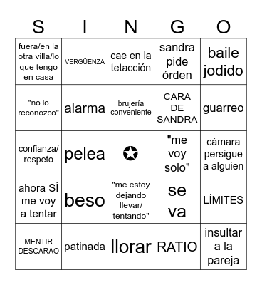 EL BINGO DE LAS TENTACIONES Bingo Card
