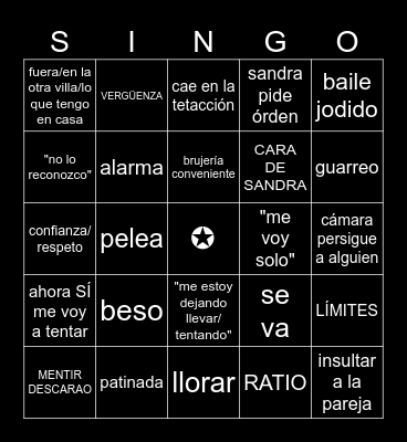 EL BINGO DE LAS TENTACIONES Bingo Card