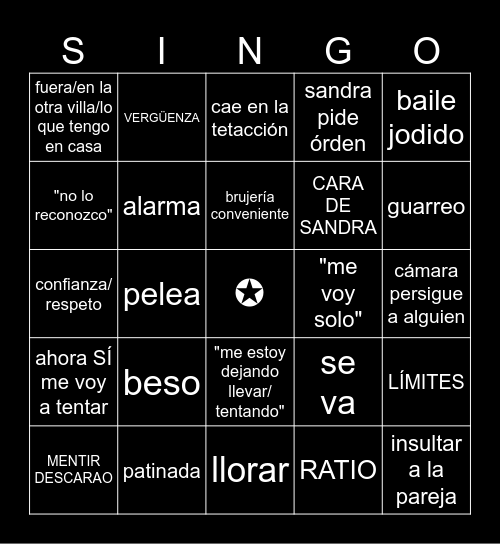 EL BINGO DE LAS TENTACIONES Bingo Card