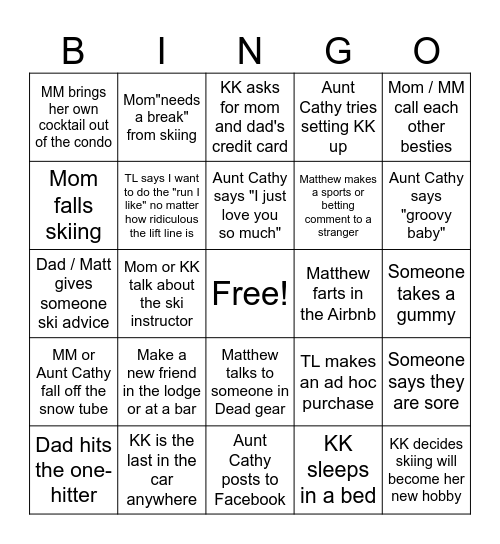 Killington Bingo 2025 Bingo Card