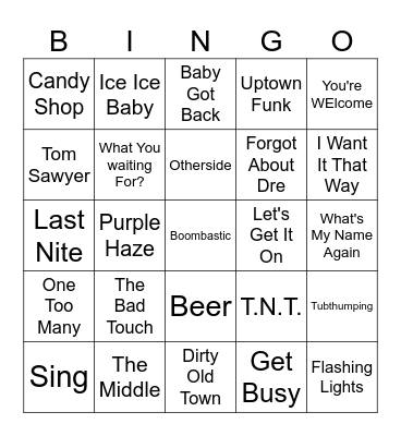 Backroads Quiz Bingo Card