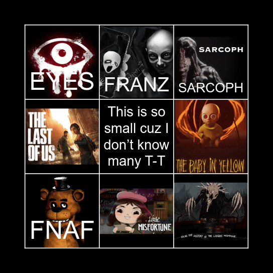 HORROR GAMES 😛 Bingo Card