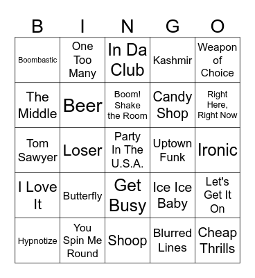 Backroads Quiz Bingo Card