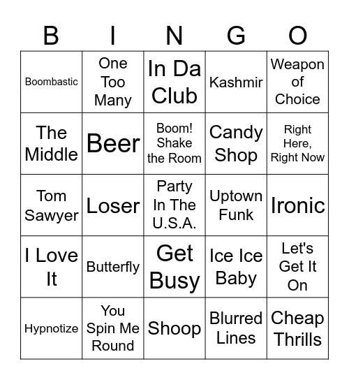 Backroads Quiz Bingo Card