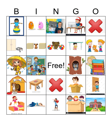 Prepositions of place Bingo Card