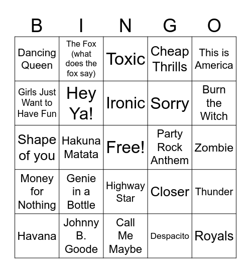Metal Remix Bingo Card