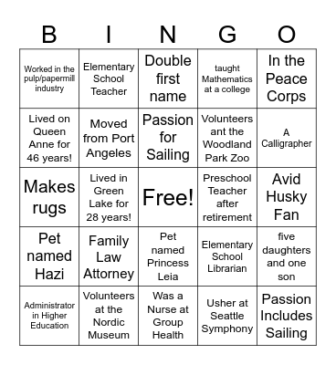 Newcomers Bingo! Bingo Card