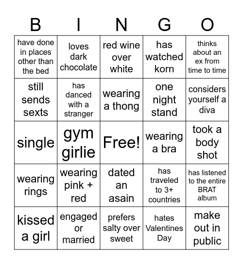 GALENTINES Bingo Card