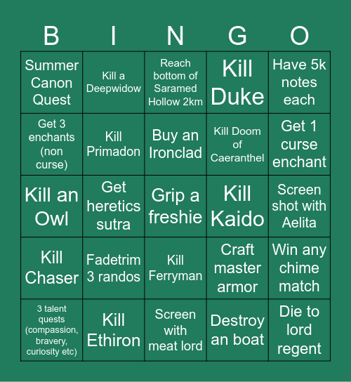 Osesn’s Deepwoken Bingo Card