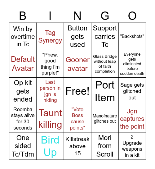 Item Asylum Bingo Card