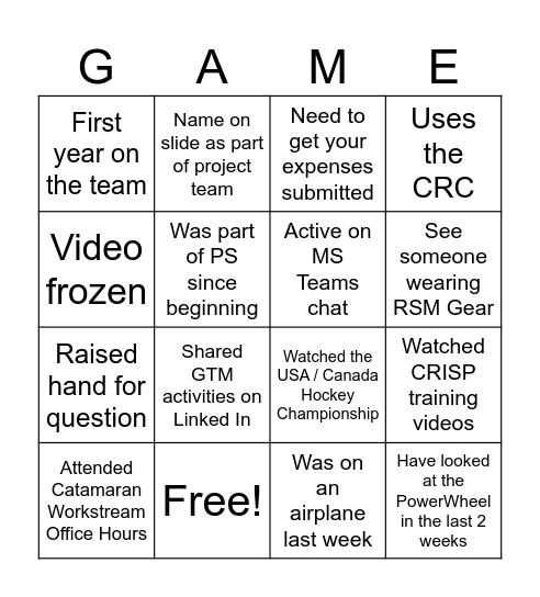 Point Solutions All Hands Bingo Card