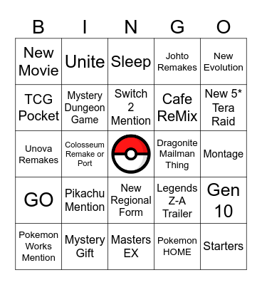 Pokémon Presents 2025 BINGO! Bingo Card