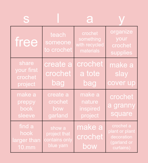 crochet bingo Card