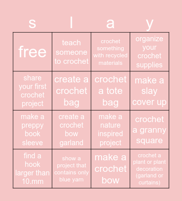 crochet bingo Card