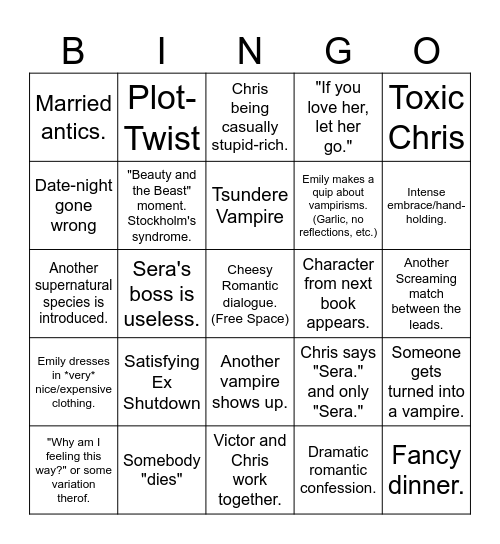 Emily Bingo Card
