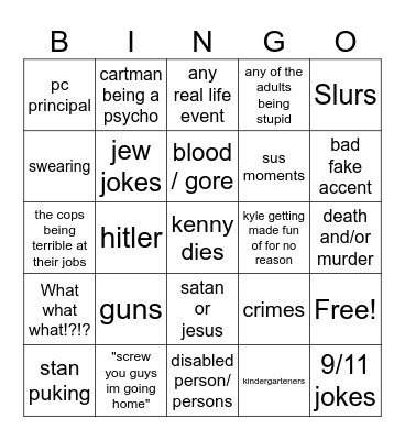 South park bingo Card