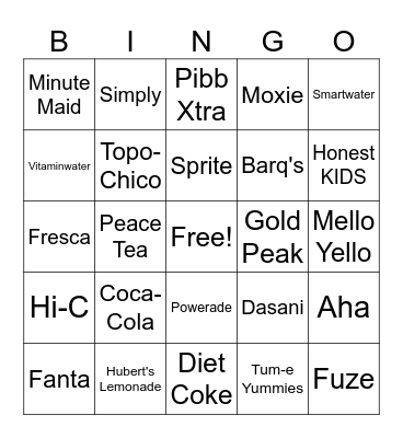 Coca-Cola Bingo Card