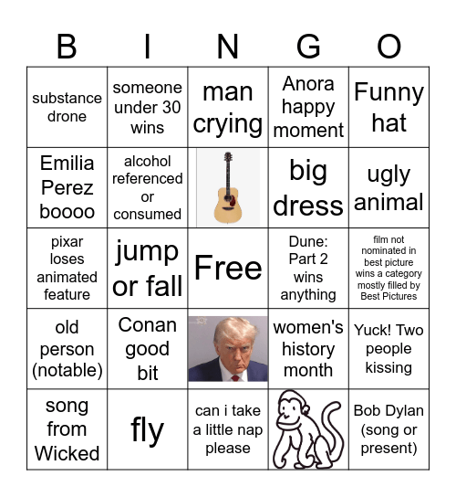 97th Oscars Bingo Card
