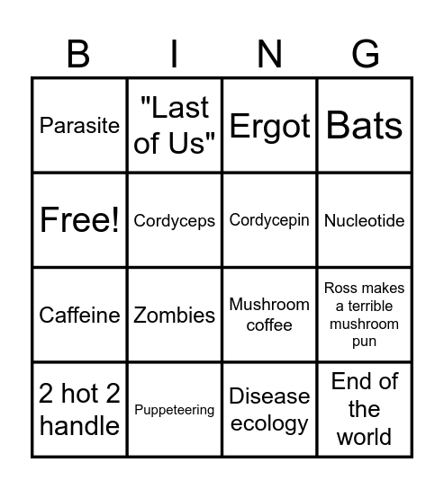 Cordyceps, Cappuccinos, & Mind Control Bingo Card
