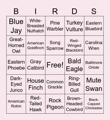 Bird Bingo Card