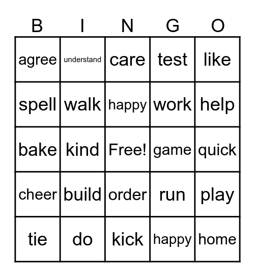 Root Word Bingo Card