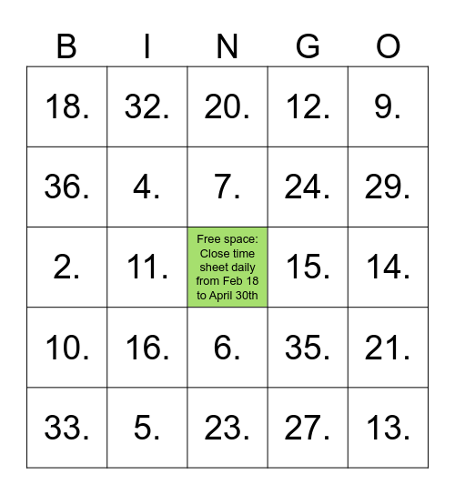 Audit Team Busy season Bingo Card