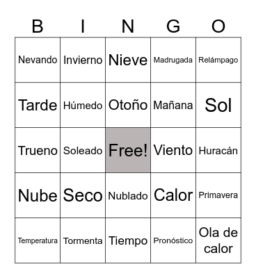 El Clima Bingo Card