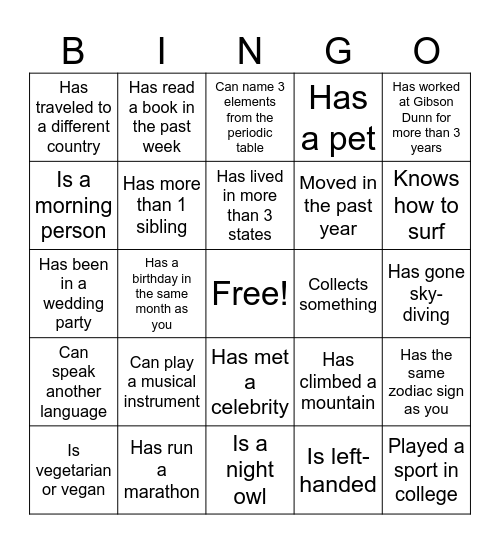 Find a coworker who... Bingo Card