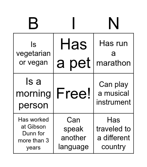 Find a coworker who... Bingo Card