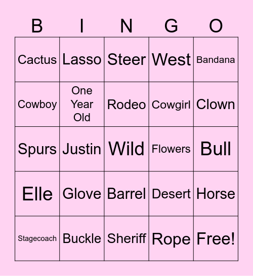 Elle’s First Rodeo Bingo Card